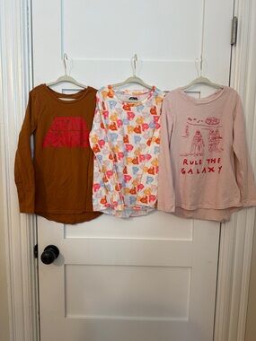 Star Wars Girls' Long Sleeve Tops - Brown, White, Pink